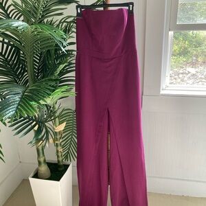 Elegant Raspberry Women's Jumpsuit With Split Skirt